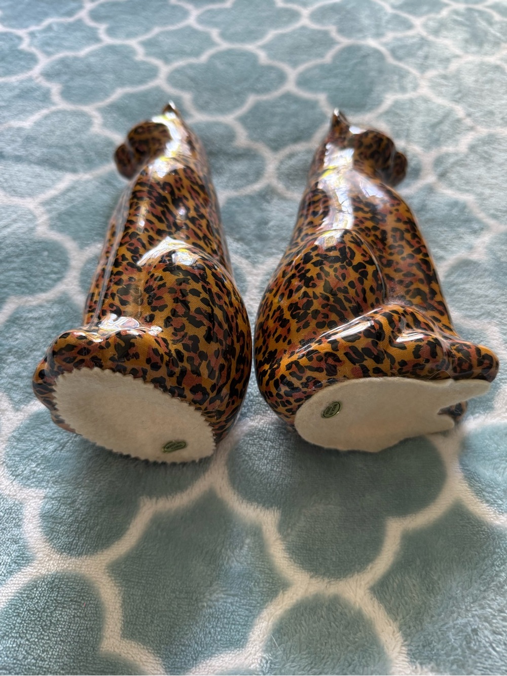 Leopard Print Ceramic Cat Figurines - Set of 2 - Picture 5 of 5